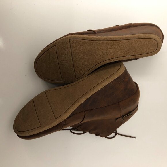 Maurices Ankle Boots Womens Size 11 Brown Faux Leather Lace Up Wedge Shoe - Picture 7 of 8